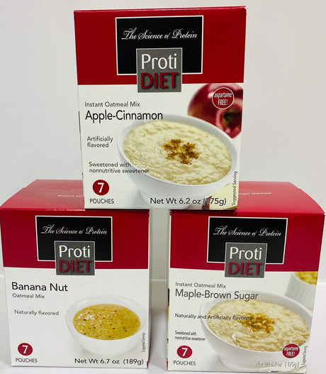 Proti Diet Variety High Protein Diet Oatmeal Bundle (21 Servings) - Includes 3 Boxes of Proti Diet Oatmeal!! | Healthy Nutritious|, Low Calorie, Low Fat, Low Carb, Low Sugar