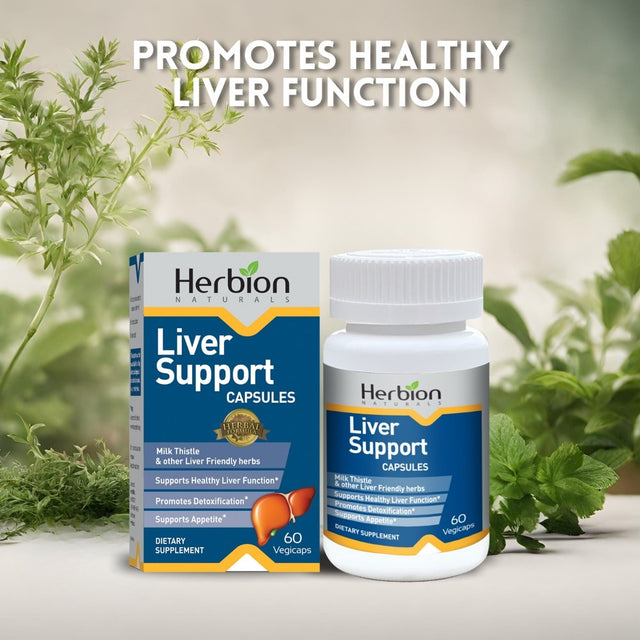 Herbion Naturals Liver Support Herbal Blend with Milk Thistle, Supports Healthy Liver Function, Promotes Detoxification, Supports Appetite, 60 Vegicaps