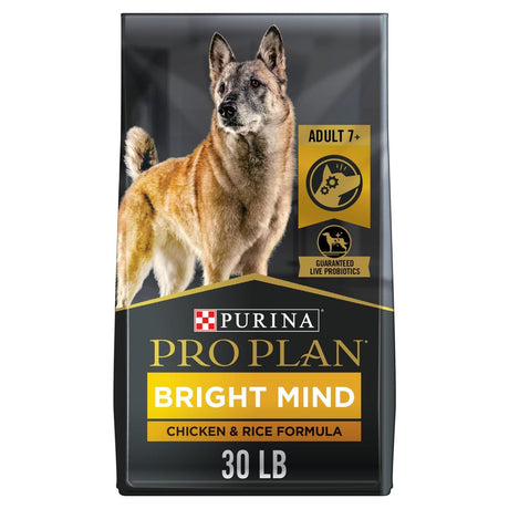 Purina Pro Plan Senior Dog Food with Probiotics for Dogs, Bright Mind 7+ Chicken & Rice Formula, 30 Lb. Bag