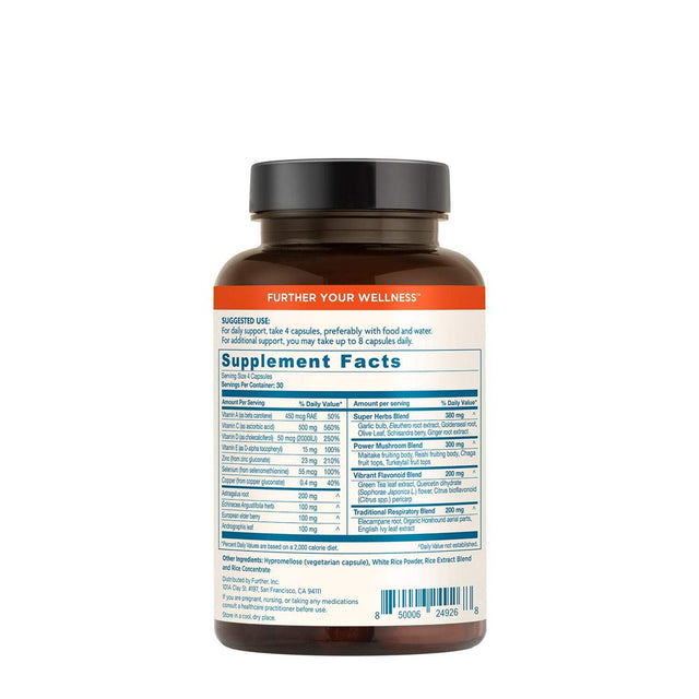 Further Food Ultimate Immune Support Vitamin C, D, E and Zinc + Natural Immunity Booster Multivitamin Herbal Supplement Elderberry & Echinacea, Daily Immune Defense & Antioxidant Support.