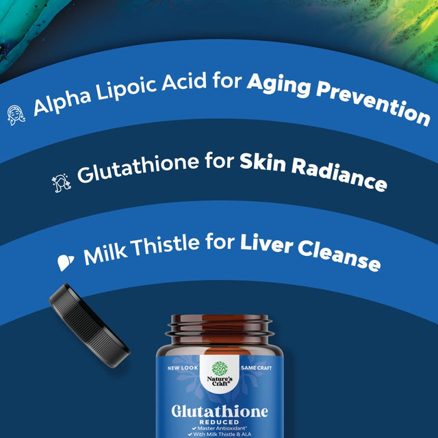 Pure Glutathione Supplement with Glutamic Acid - L Glutathione Pills with Silymarin Milk Thistle Extract ALA and Amino Acid Complex for Liver Support Potent Skin Care Immunity and Brain Health