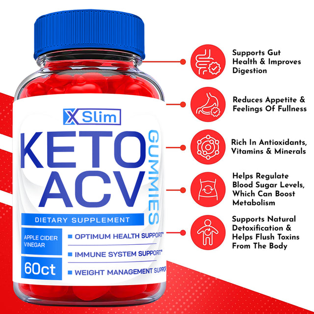 (3 Pack) X Slim Keto ACV Gummies - Supplement for Weight Loss - Energy & Focus Boosting Dietary Supplements for Weight Management & Metabolism - Fat Burn - 180 Gummies