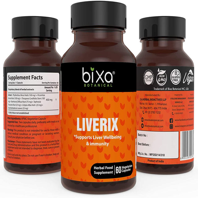 Liverix Capsule, Guduchi (Giloy) / Phyllanthus / Niruri / Kutaki Extract, Supports Liver Wellbeing & Immunity | 60 Vegan & Non-Gmo Capsules | (450Mg) | Ayurvedic Herbal Liver Tonic Supplement