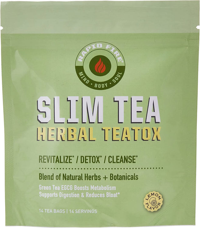 Rapid Fire Slim Tea 14 Day Herbal Teatox, Blend of Natural Herbs and Botanicals, Supports Healthy Weight Management, Supports Metabolism, Delicious Lemon Flavor, 14 Servings