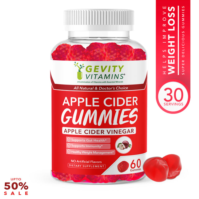 Gevity Vitamins Apple Cider Vinegar Gummies, 60 Gummies, Dietary Supplements