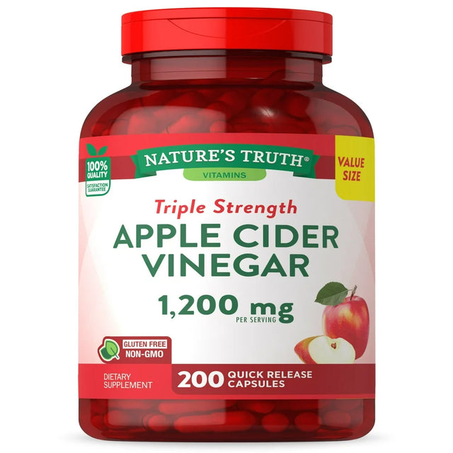 Apple Cider Vinegar Capsules | 1200Mg | 200 Pills | Value Size | Vegetarian, Non-Gmo, Gluten Free | by Nature'S Truth