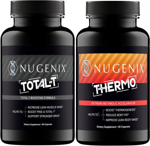 Nugenix Total-T - Free and Total Testosterone for Men & Nugenix Thermo - Thermogenic Fat Burner Bundle