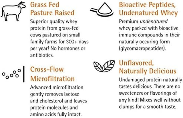 Wellness Resources Daily Protein Unflavored - Grass Fed, Pasture Raised Bioactive Whey Protein Isolate - Soy-Free, Gluten-Free - (2 Lbs)