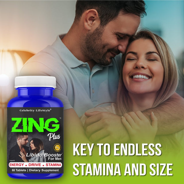 Zing plus Testosterone Booster Vitamin Supplement, Boost Vitality, Strength, Energy, Muscle Growth Enhancement 60 Tablets