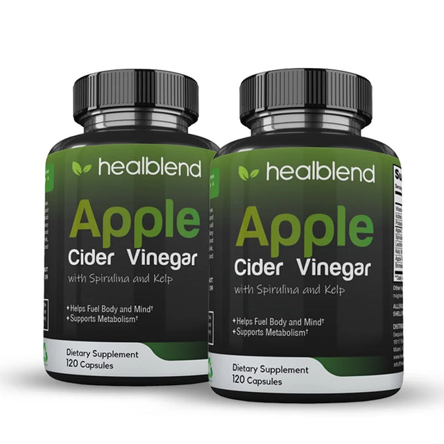 Healblend Apple Cider Vinegar with Spirulina and Kelp – Metabolism, Detox and Immune Support Formula - 2-Pack