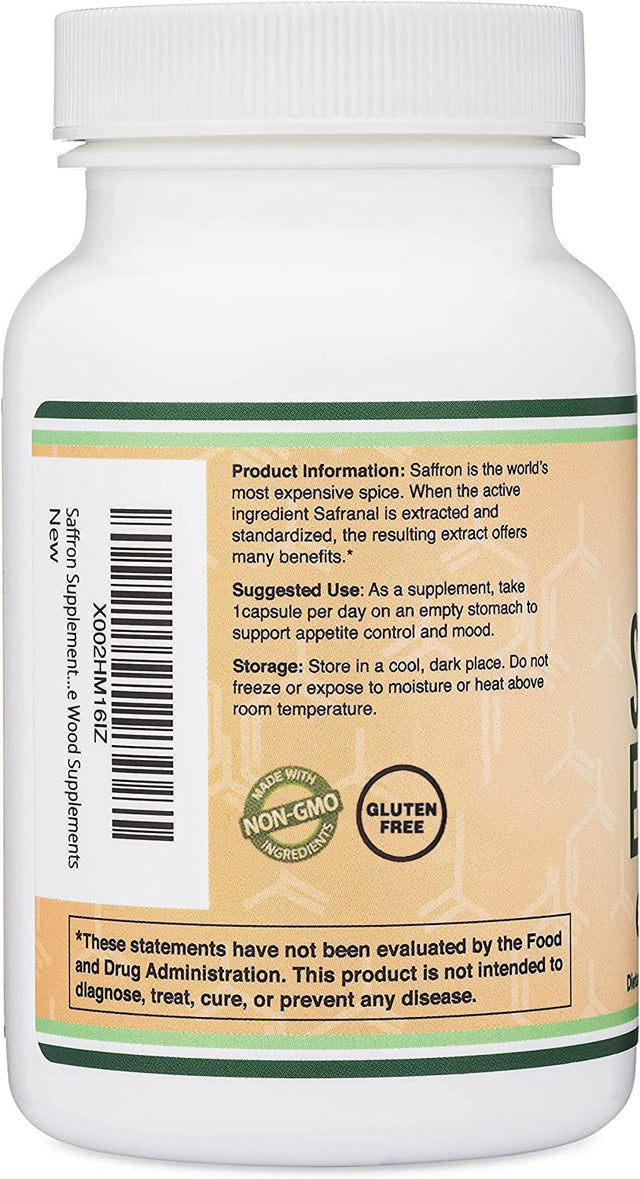 Saffron Supplement for Focus - Saffron Extract 88.5Mg Vegan Capsules (210 Count) Minor Appetite Suppressant for Healthy Weight Management (Supports Eye, Retina, and Lens Health) by Double Wood