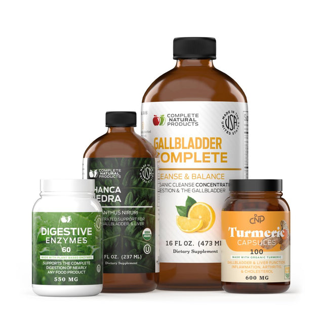 Complete Natural Gallbladder Complete Bundle - Dietary Supplements to Support Metabolism, Gallbladder Function, & Liver Health with Gallbladder Complete, Chanca Piedra, Digestive Enzymes and Turmeric