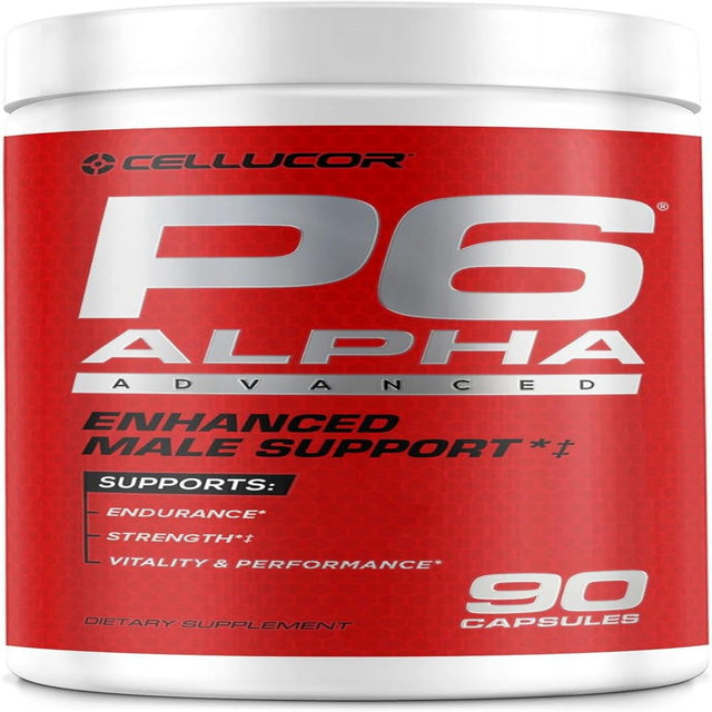 Cellucor P6 Alpha Advanced - Enhanced Support for Men Supports Muscle Growth & Strength Natural Support Supplement with TESTFACTOR, Ginseng -90 Veggie Caps