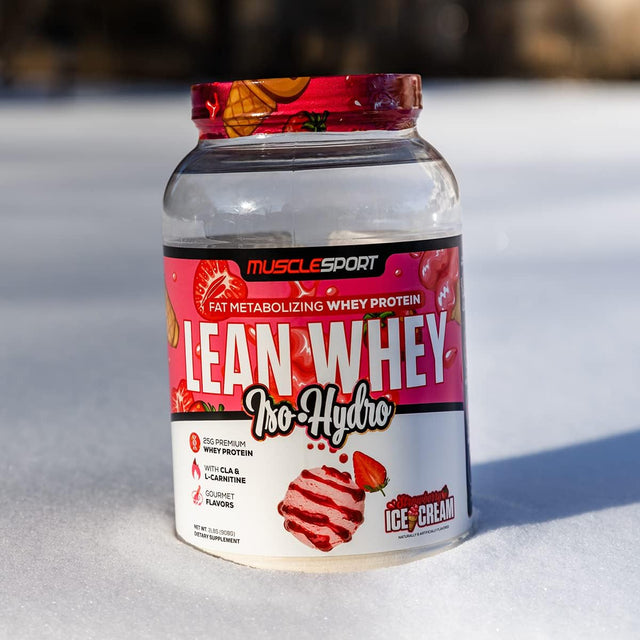 Musclesport Lean Whey Revolution™ Protein Powder - Whey Protein Isolate - Low Calorie, Low Carb, Low Fat, Incredible Flavors - 25G Protein per Scoop (2LB, Strawberry)