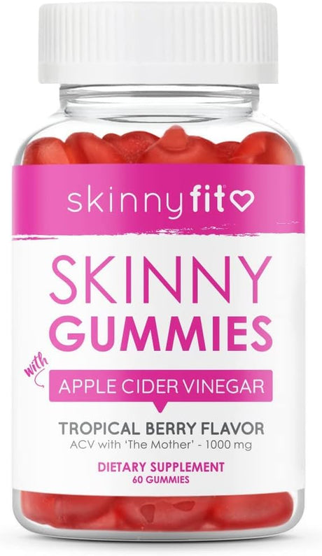 Skinnyfit Skinny Gummies Apple Cider Vinegar Gummies W/ the Mother, Healthy Weight, Immune Support, Vitamin B9, B12, Beetroot, Pomegranate, Vegan-Friendly, 60 Count