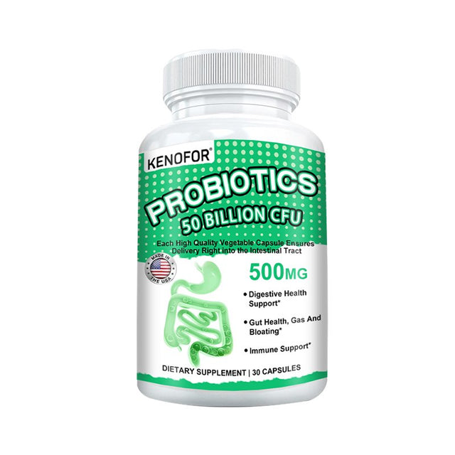 KENOFOR Probiotic 50 Billion for Women and Men, with Lactobacillus Acidophilus, for Digestive, Colon and Immune Support, Daily Gas Relief, Dairy-Free