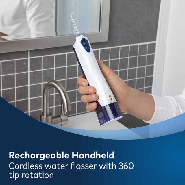 Waterpik Cordless Portable Rechargeable Water Flosser, WP-360 White and Blue