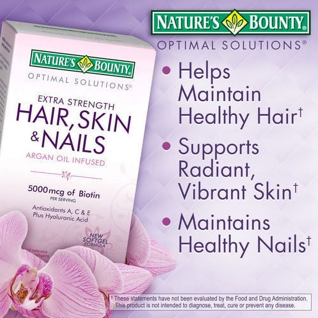 Nature'S Bounty HAIR SKIN and NAILS 250 Softgels Multivitamin 5000 Mcg Biotin (PACK of 2)