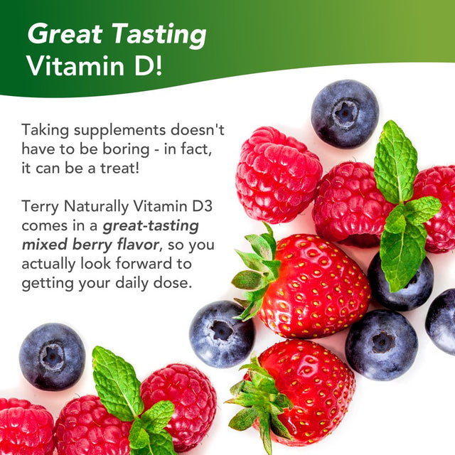 Terry Naturally Vitamin D3 - 125 Mcg Cholecalciferol, 90 Chewable Tablets - Supports Strong Bones