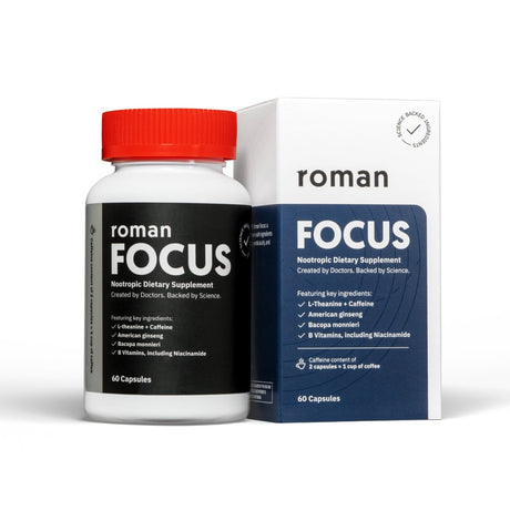 Roman Focus Nootropic Dietary Supplement Focus Concentration Vitamin B Niacinamide 60 Capsules *EN