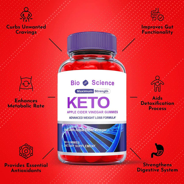 (2 Pack) Bioscience Keto ACV Gummies - Energy & Focus Boosting Dietary Supplements for Weight Management & Metabolism - Fat Burn - 120 Gummies