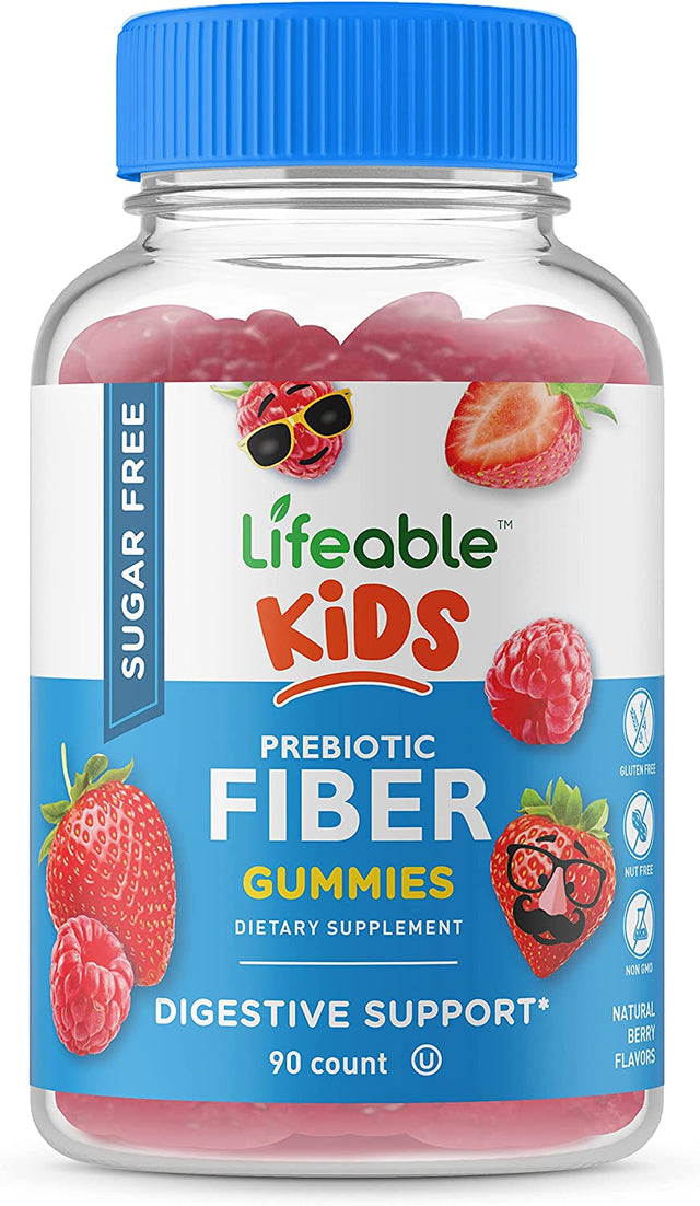 Lifeable Sugar Free Prebiotics Fiber for Kids - 4G - Great Tasting Natural Flavored Gummy Supplement - Keto Friendly - Gluten Free, Vegetarian, GMO Free - for Gut and Digestive Health - 90 Gummies