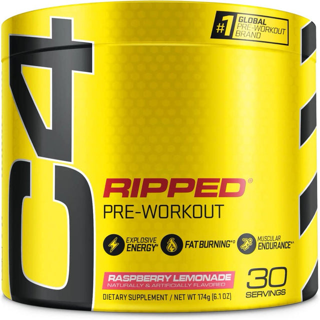 Cellucor C4 Ripped Preworkout Powder + Raspberry Lemonade + Fat Burning + 30 Servings