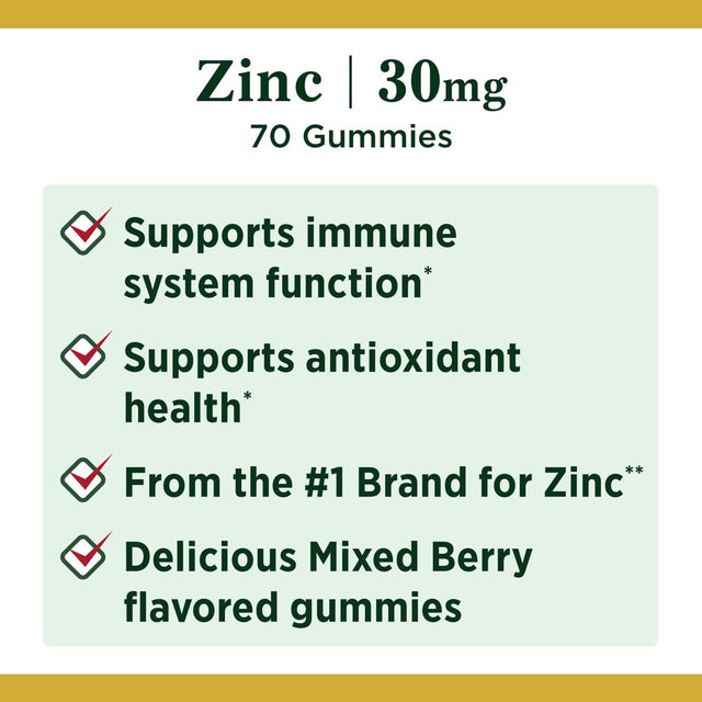 Nature'S Bounty Zinc Immune Support Gummies, 30 Mg, 70 Ct