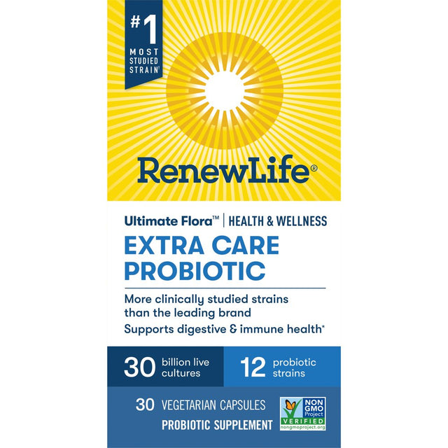 Renew Life Ultimate Flora Adult Extra Care Health & Wellness Probiotic 30 Billion CFU, 30 Capsules