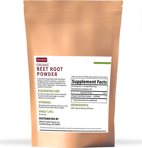 Organic Beet Root Powder, Non-Gmo, Gluten Free, Vegan Superfood, Nitric Oxide Booster, Increase Stamina & Enhance Exercise Performance (16 Oz.)