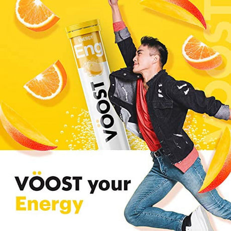 VOOST, Energy, Vitamin B12, Caffeine, Energy Drink Supplement with Vitamin B Complex, Effervescent Vitamin Drink Tablet, No Sugar + Low Calorie Vitamin Blend, Orange Mango Flavor, 40 Count