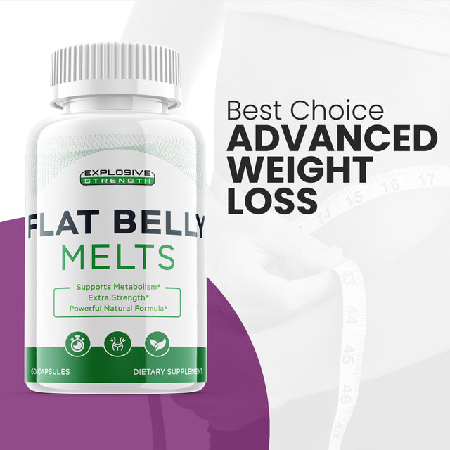 (1 Pack) Flat Belly Melts - Keto Weight Loss Formula - Energy & Focus Boosting Dietary Supplements for Weight Management & Metabolism - Advanced Fat Burn Raspberry Ketones Pills - 60 Capsules