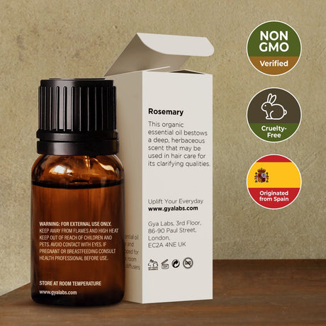 Gya Labs Organic Rosemary Oil for Hair & Scalp - Organic Rosemary Essential Oil for Skin & Diffuser - Steam Distilled Rosemary Oil for Hair Organic (0.34 Fl Oz)