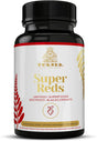 TURNER Super Reds Capsules with UAF1000+, New Zealand Red Superfood Energy, Essential Veggies, Antioxidants, Enzymes, Cleanse, 90 Capsules, 1 Bottle