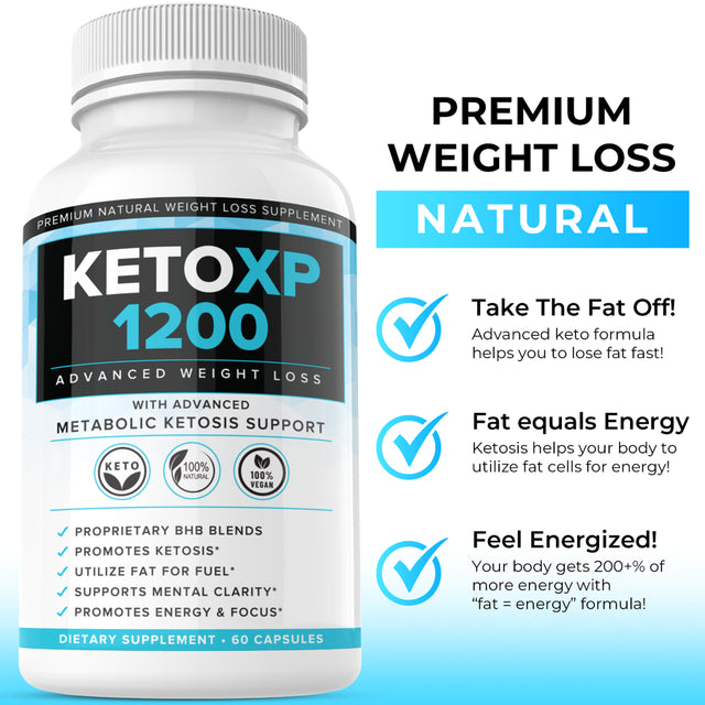 Keto XP 1200 Fat Burner Weight Loss Diet Pills Supplement for Men and Women 60 Cpasules