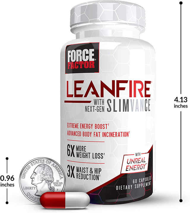 FORCE FACTOR Leanfire with Next-Gen SLIMVANCE Advanced Thermogenic Fat Burner for Weight Loss with B Vitamins and Capsimax to Boost Metabolism, Increase Energy, and Enhance Focus, 60 Capsules