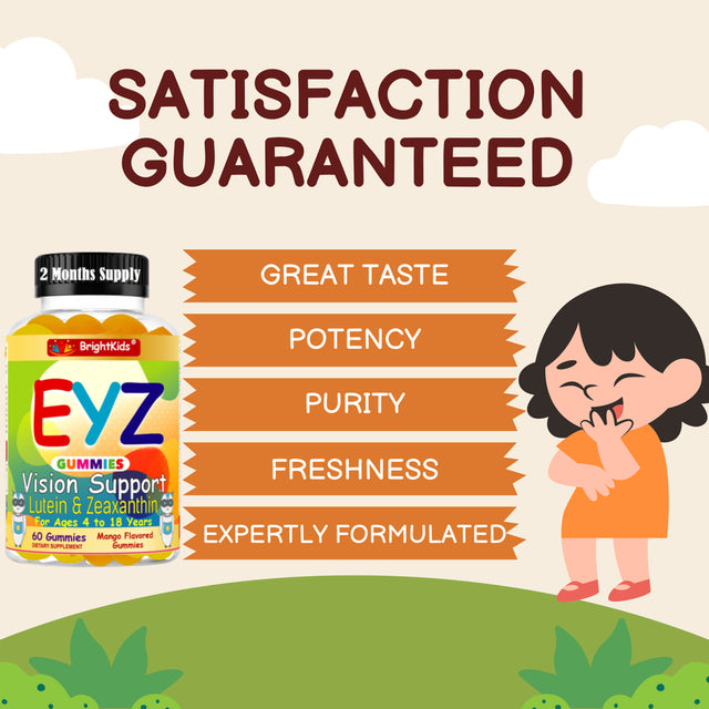 Lutein & Zeaxanthin Eye Vitamins for Kids, Delicious Vegan Eye Health Vitamins with Lutein and Zeaxanthin Gummy Vitamins for Kids Eye Care, Lutein Gummies for Vision 60 Gummies