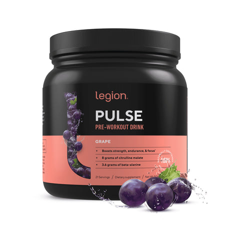 Legion Pulse Pre Workout with Caffeine for Energy, Grape, 20 Servings