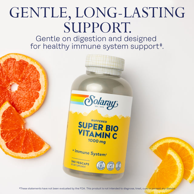 Solaray Super Bio C Buffered Vitamin C W/ Bioflavonoids | Timed-Release Formula for All-Day Immune Support | Gentle Digestion | 1000Mg | 360 Ct.