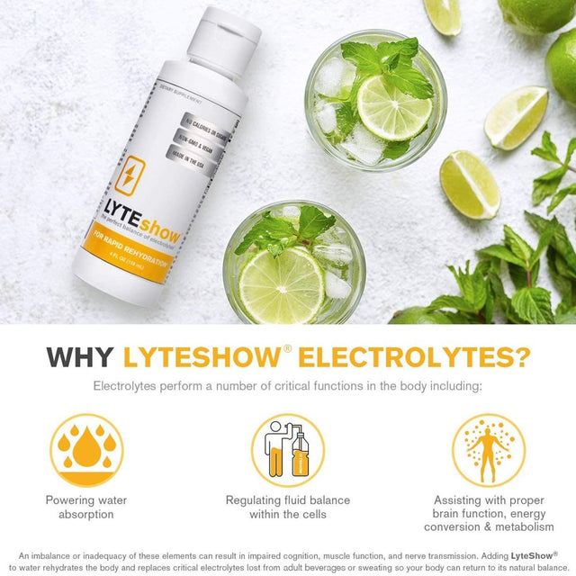 Lyteshow Electrolyte Drops Sugar-Free for Hydration and Immune Support - 40 Servings - Keto Friendly - Zinc and Magnesium for Rapid Rehydration, Workout, Muscle Recovery and Energy - Vegan