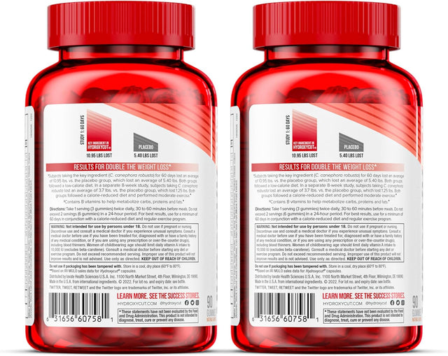 Hydroxycut Caffeine-Free Gummy for Women & Men | 15 Essential Vitamins & Minerals | Metabolism | 90 Count (Pack of 2)