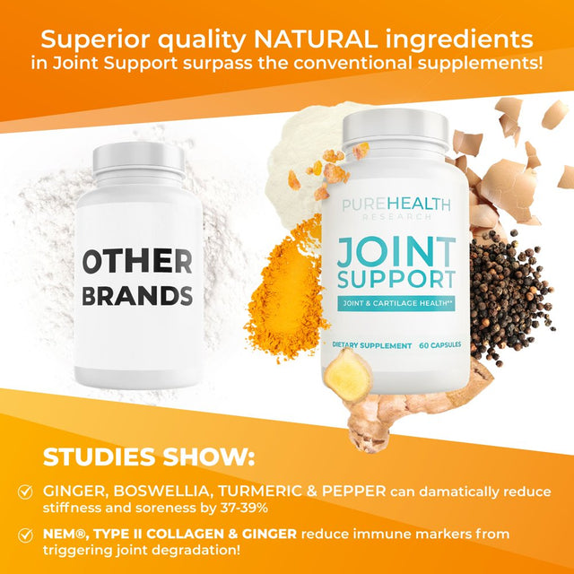 Joint Support NEM Eggshell Membrane with Boswellia Extract, Calcium & Turmeric by Purehealth Research