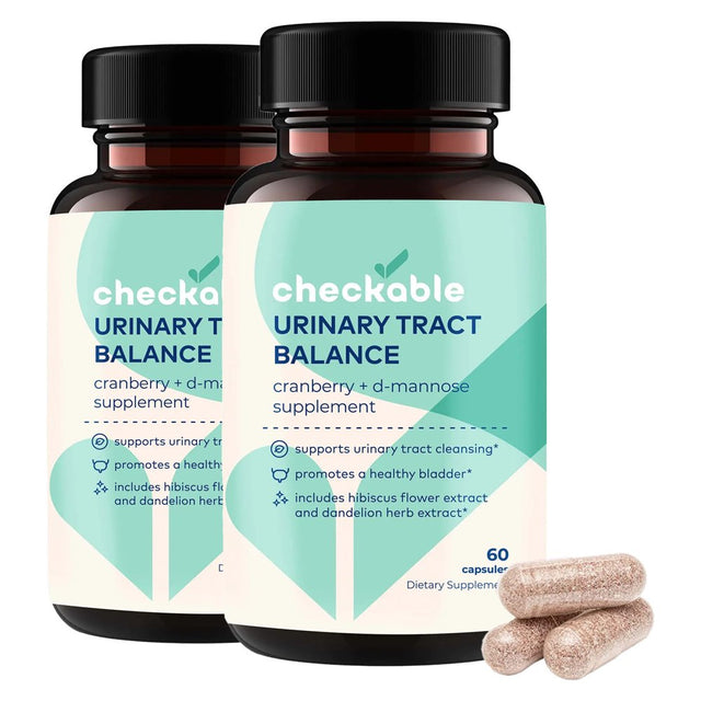 Checkable® Urinary Tract Balance - Bladder Health and Urinary Tract Cleanser Vitamins for Men and Women - 1350Mg with D-Mannose and Cranberry - 120 Capsules