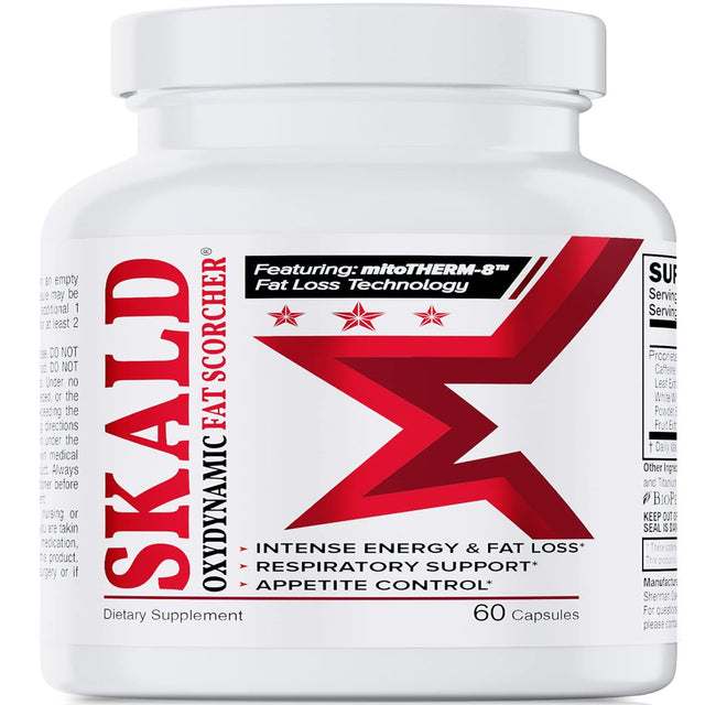 SKALD Thermogenic Fat Burner - Weight Loss Pills, Appetite Suppressant, Mood & Energy Booster with Respiratory Support - Premium Fat Burning Green Tea Extract, Juniper Berry Extract & More - 60 Caps