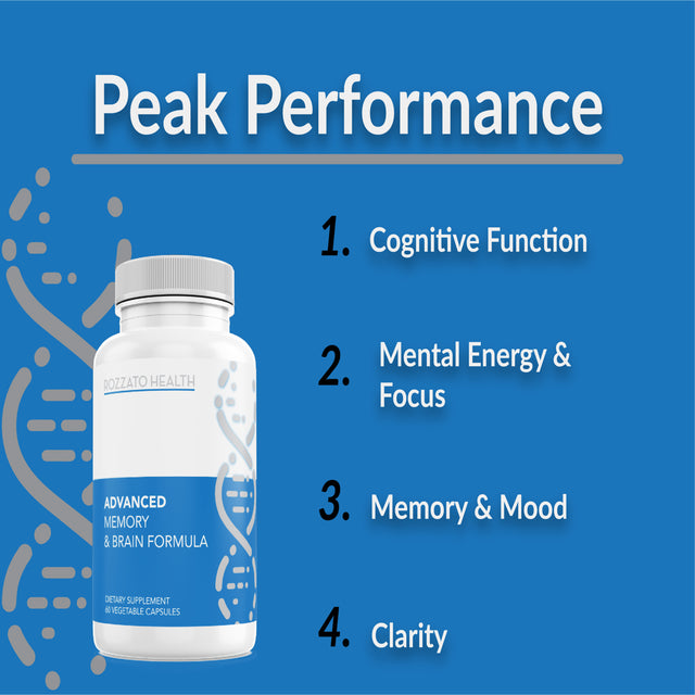 Advanced Memory and Brain Formula, Nootropic, Cognitive Function, Mental Energy and Focus, Clarity, Memory and Mood.