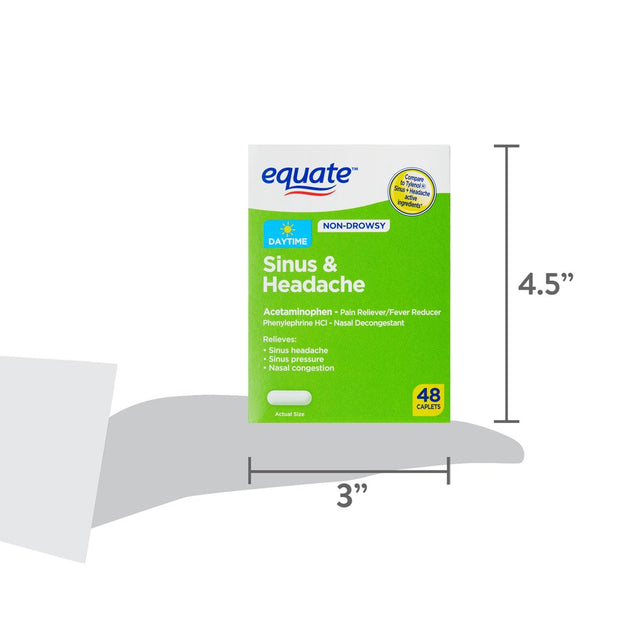 Equate Daytime Non-Drowsy Sinus & Headache Caplets, 48 Count