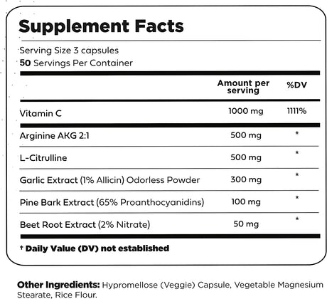 Type Zero Nitric Oxide 6X Booster, 150 Veggie Capsules - Natural Supplement - Beetroot, Arginine AKG, Citrulline, Pine Bark, Garlic & VIT C | #1 Nitric Oxide Pills for Men, Nitrous Oxide Blood Flow