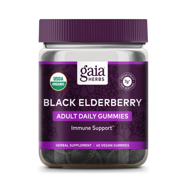 Gaia Herbs Black Elderberry Adult Daily Gummies - 40 Gummies (Up to 20-Day Supply)