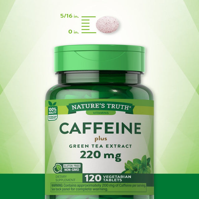 Caffeine Pills 220Mg with Green Tea Extract | 120 Count | Vegetarian, Non-Gmo & Gluten Free | by Nature'S Truth