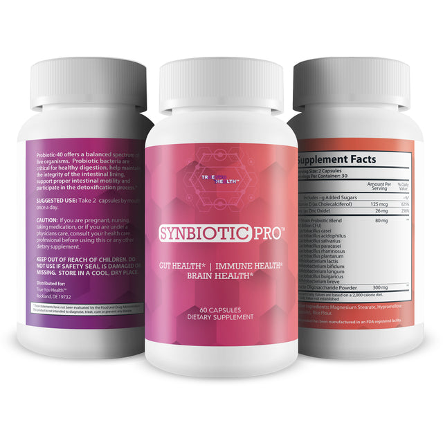 Synbiotic Pro - Our Best Daily Synbiotic Probiotics & Prebiotic - Gut Health - GI Synbiotics Probiotics - Pro Synbiotic Probiotic plus Prebiotic & Immune Support Vitamins - Synbiotics for Women & Men